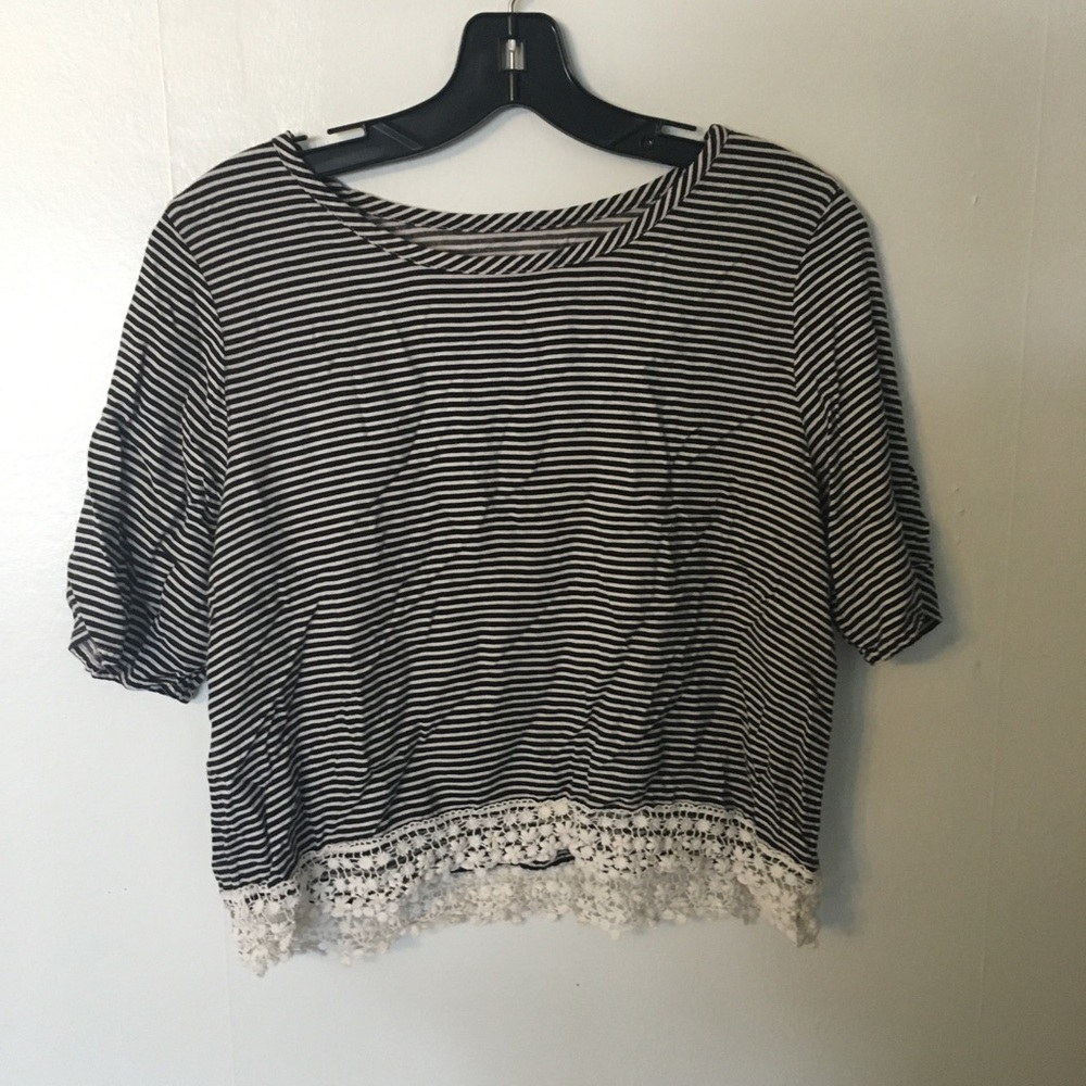 Black and white crop top.